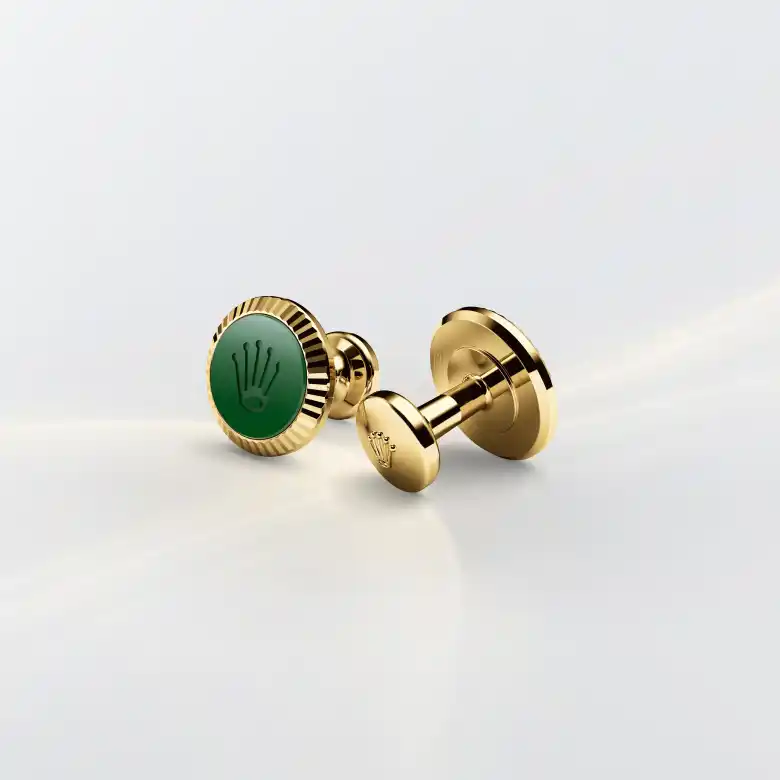 Rolex ‘Fluted’ cufflinks in Yellow gold and ceramic