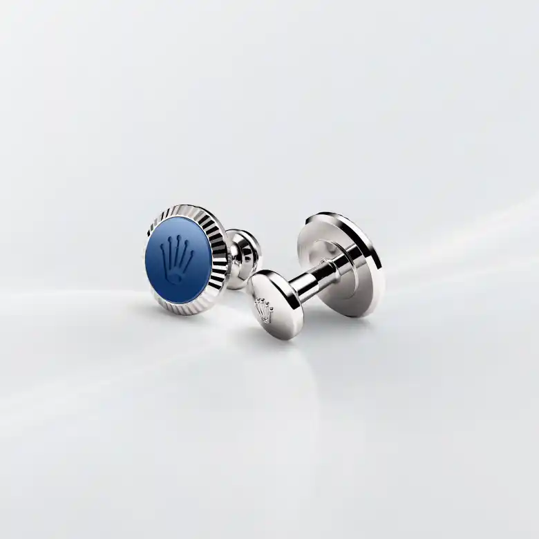 Rolex ‘Fluted’ cufflinks in White gold and ceramic