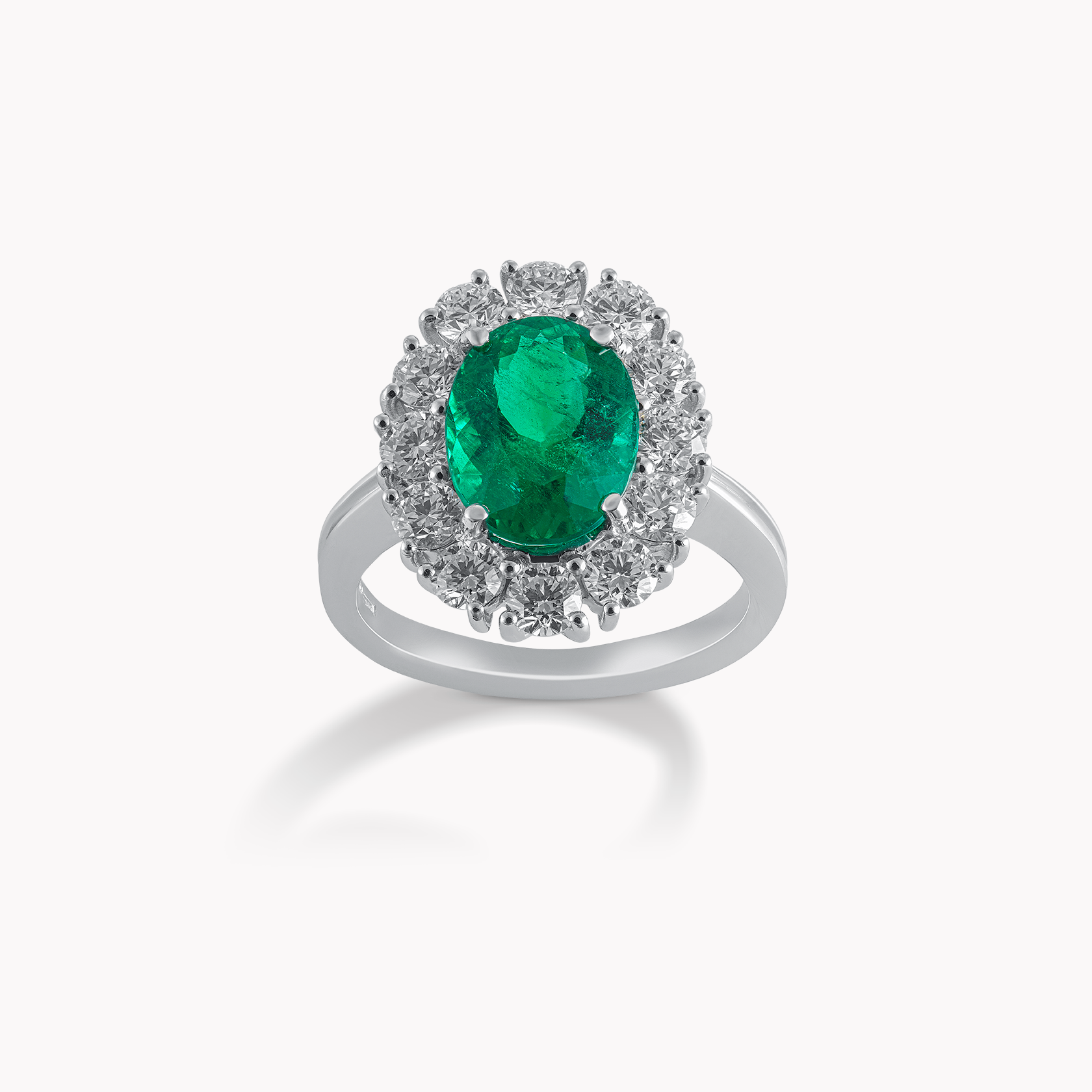 18kt White Gold Emerald and Diamond Ring
