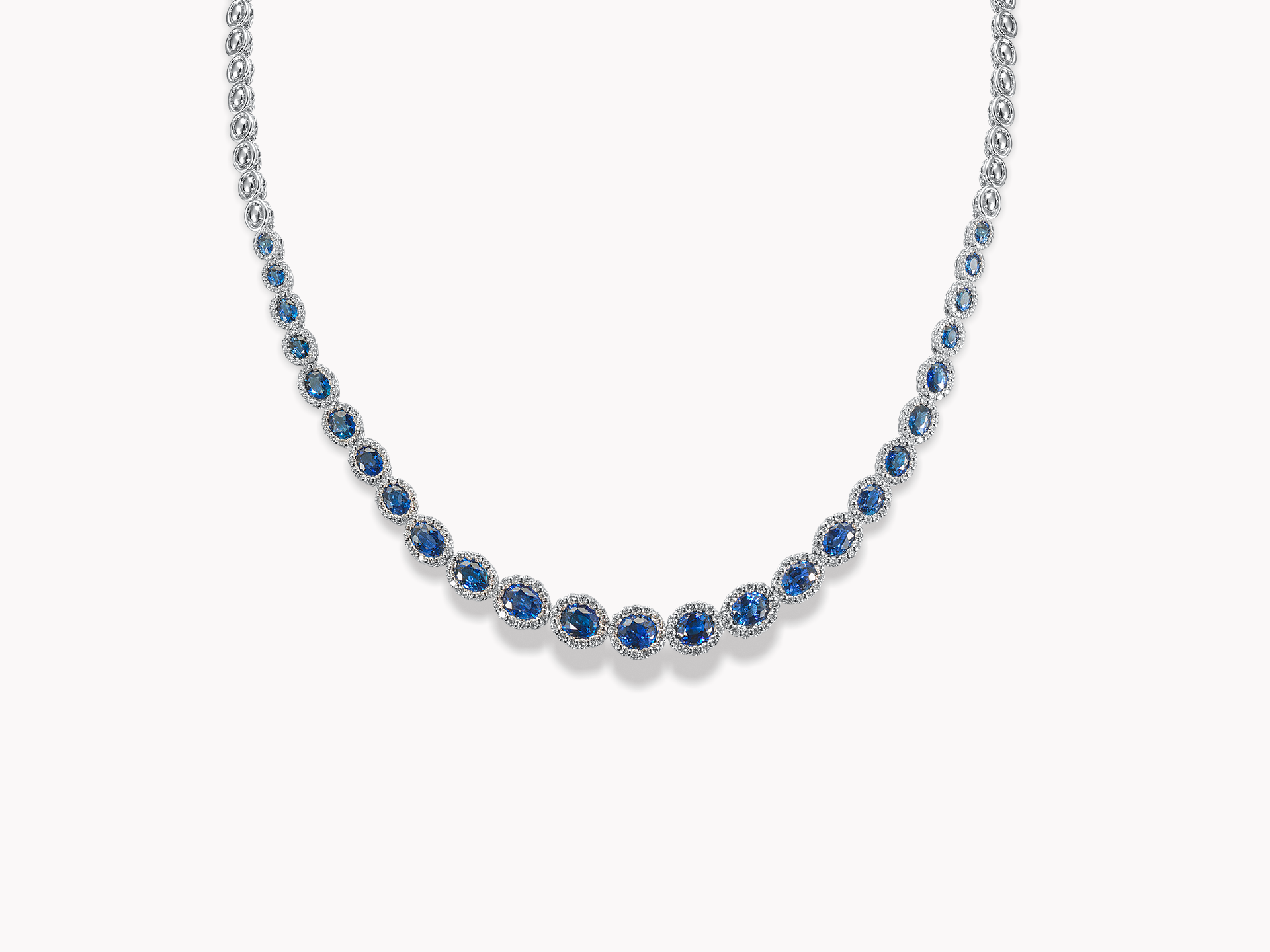 18kt White Gold Sapphire and Diamond Necklace