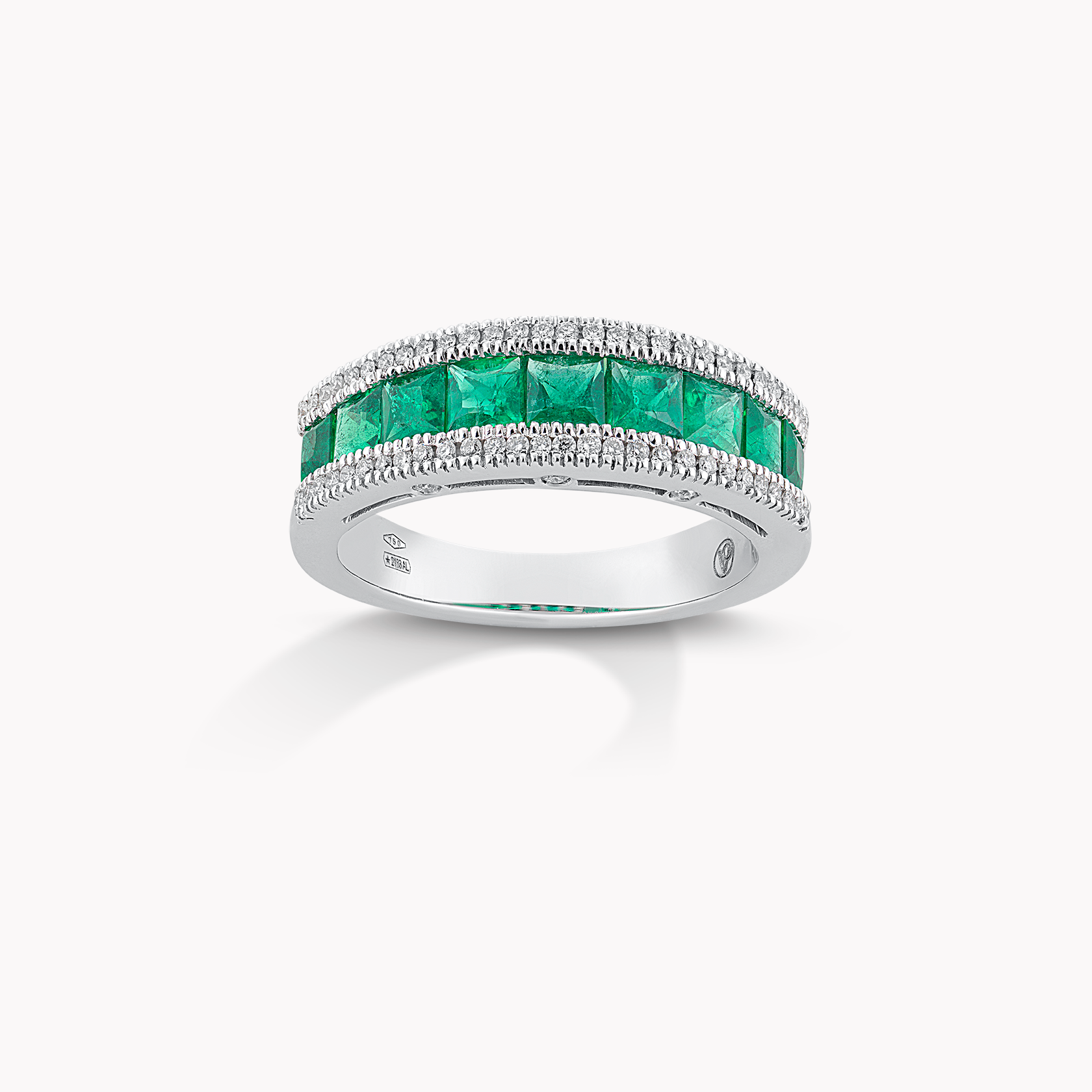18kt White Gold Emerald and Diamond Ring