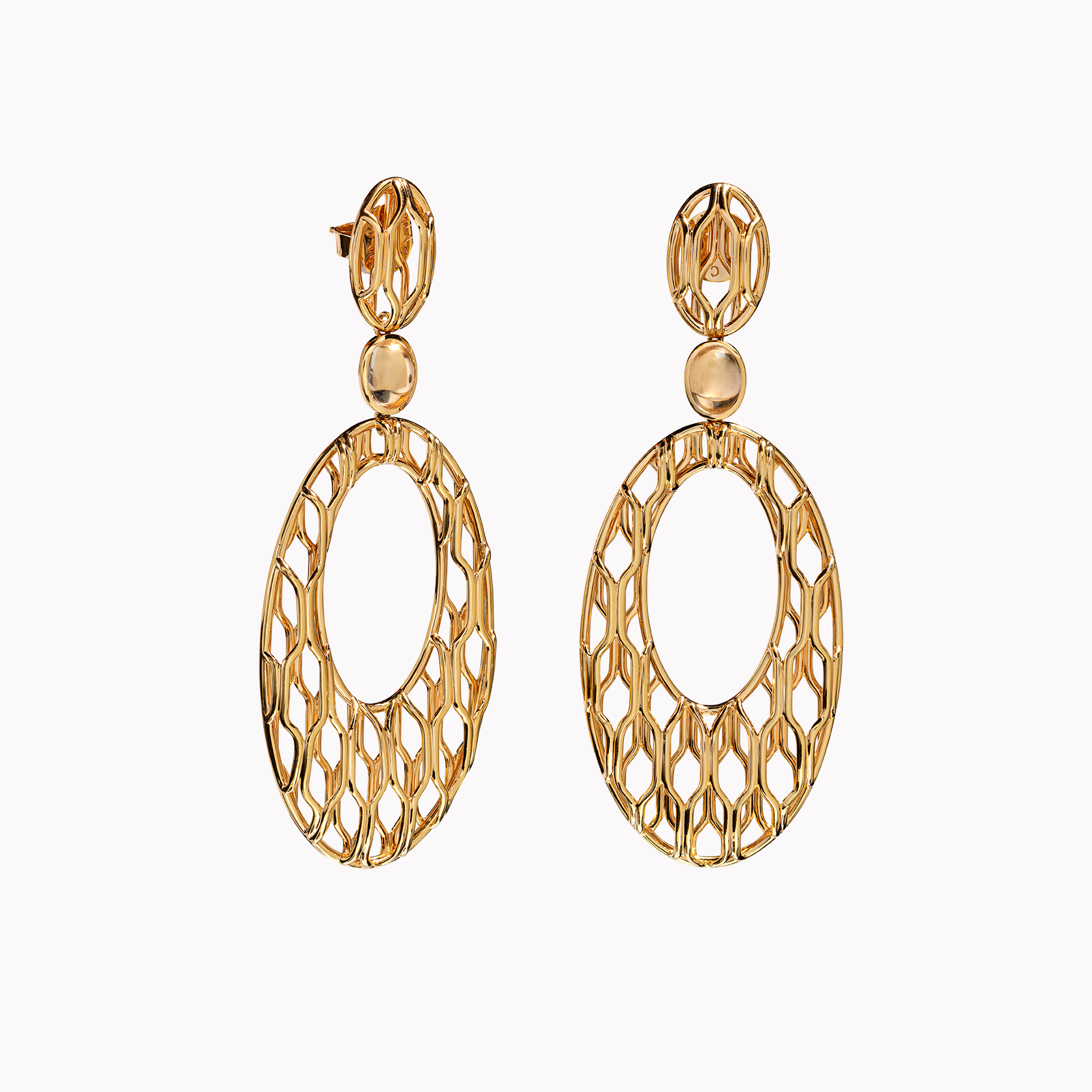 18kt Rose Gold Melon Quartz Earrings