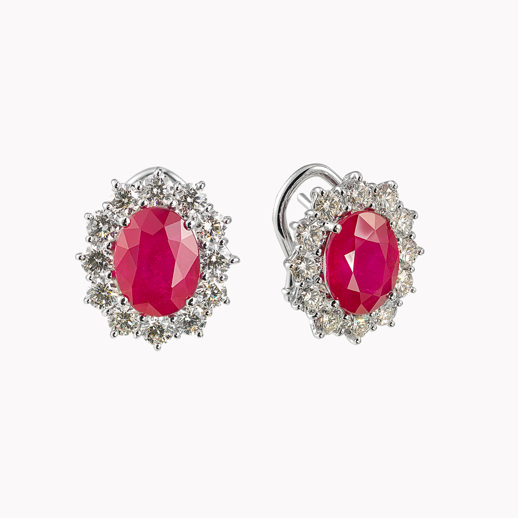18kt White Gold Ruby and Diamond Earrings