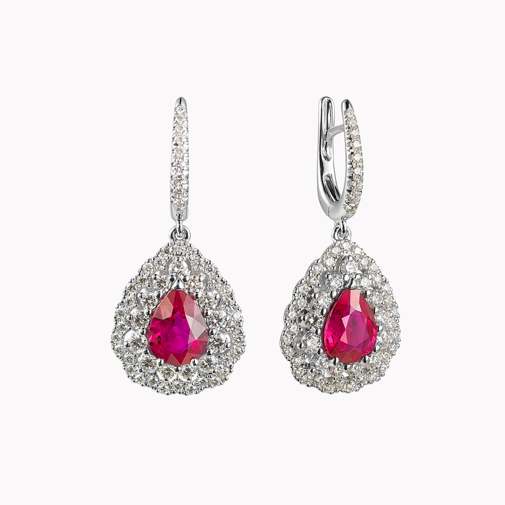 18kt White Gold Ruby and Diamond Earrings