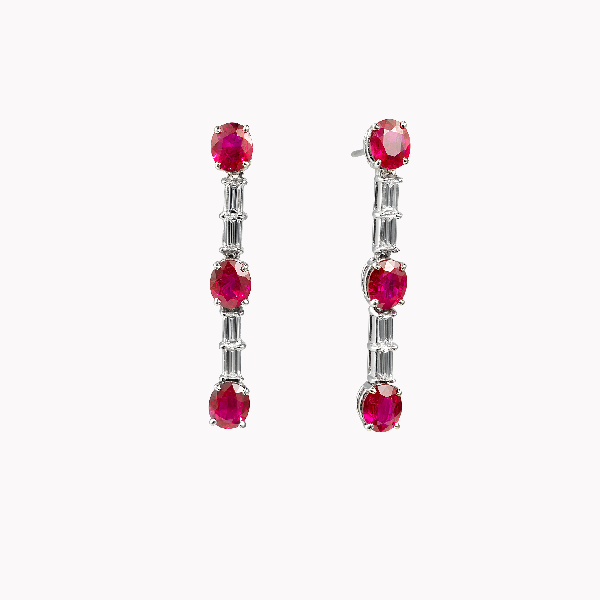 18kt White Gold Ruby and Diamond Earrings