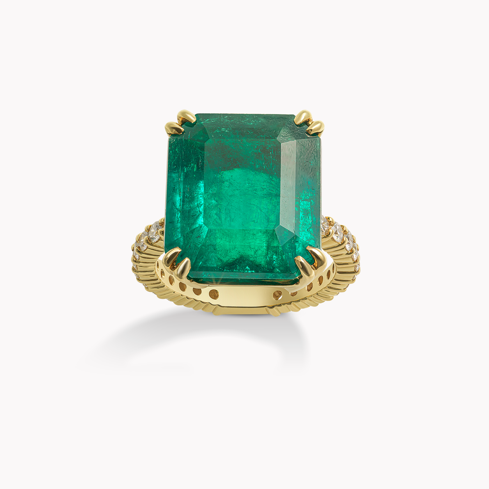 18kt Yellow Gold Emerald and Diamond Ring
