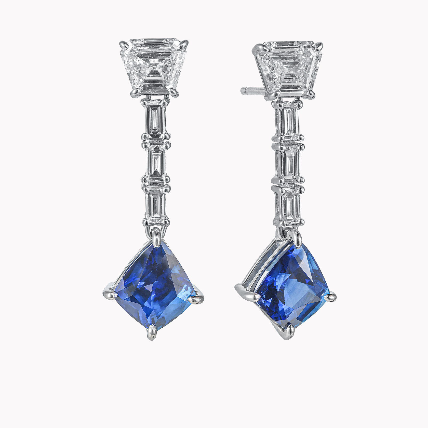18kt White Gold Sapphire and Diamond Earrings