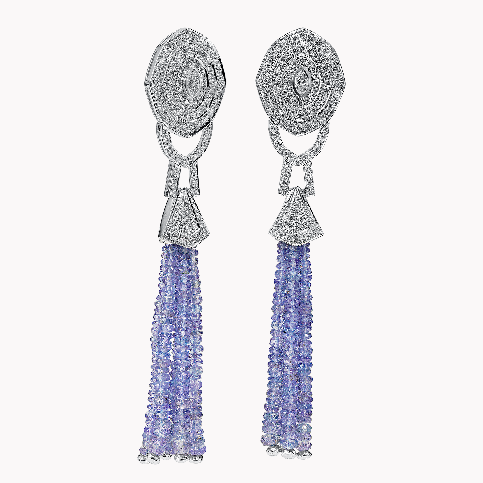 18kt White Gold Tanzanite and Diamond Earrings