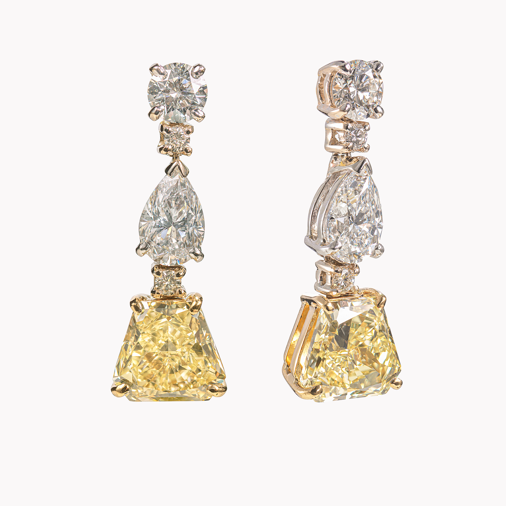 18kt Yellow and White Gold Diamond Earrings