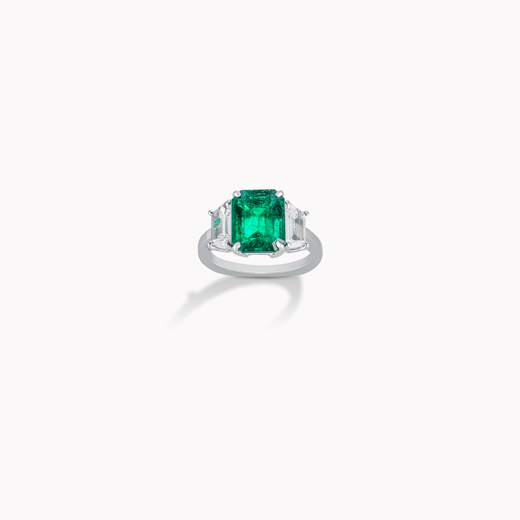 Platinum Emerald and Diamond Ring