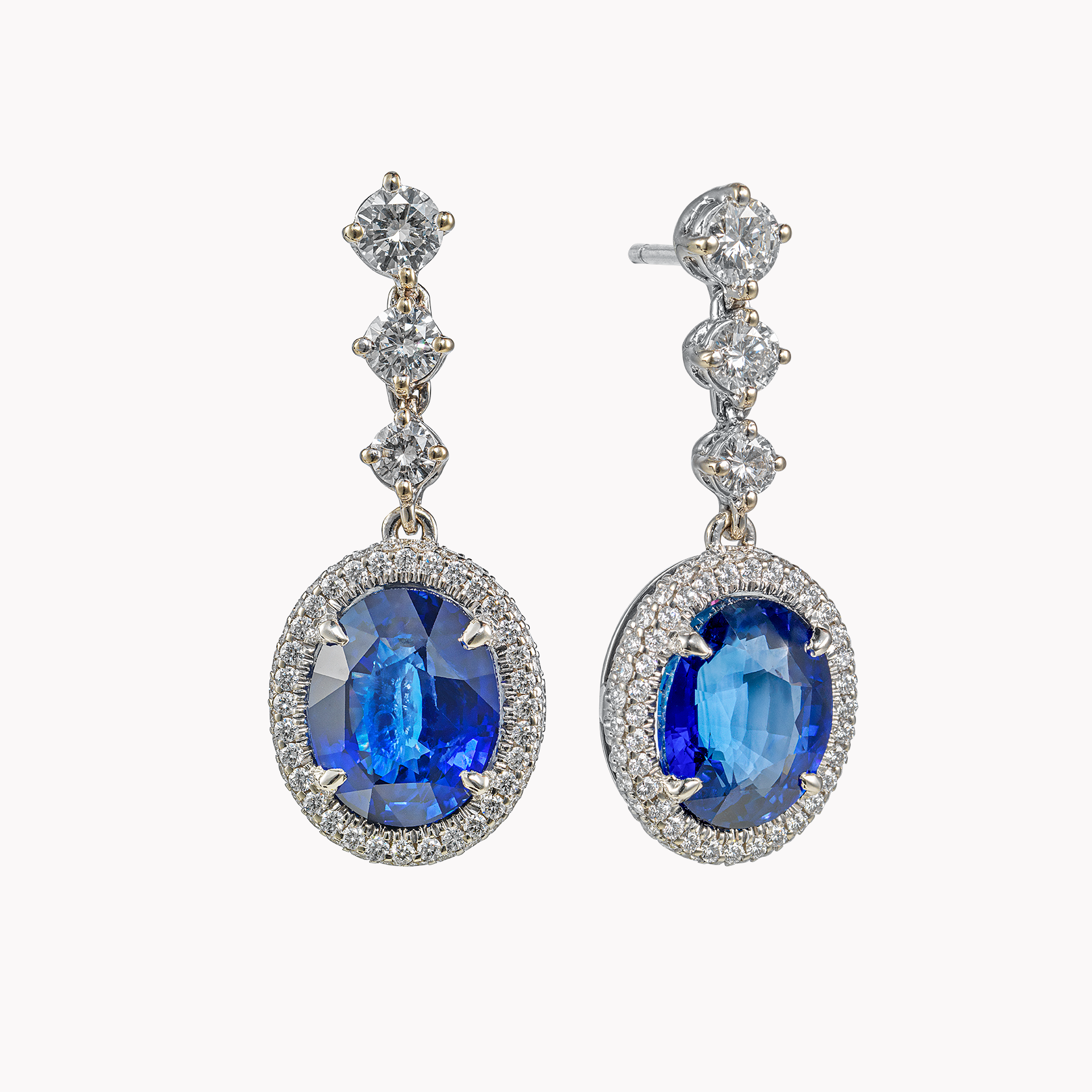 18kt White Gold Sapphire and Diamond Earrings