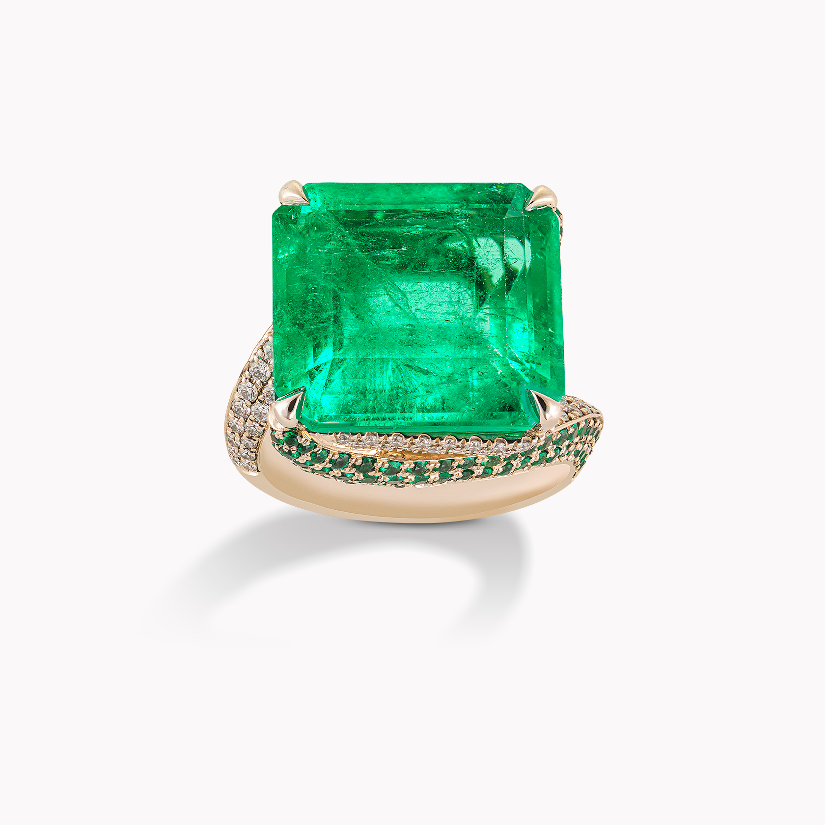18kt White Gold Emerald and Diamond Ring