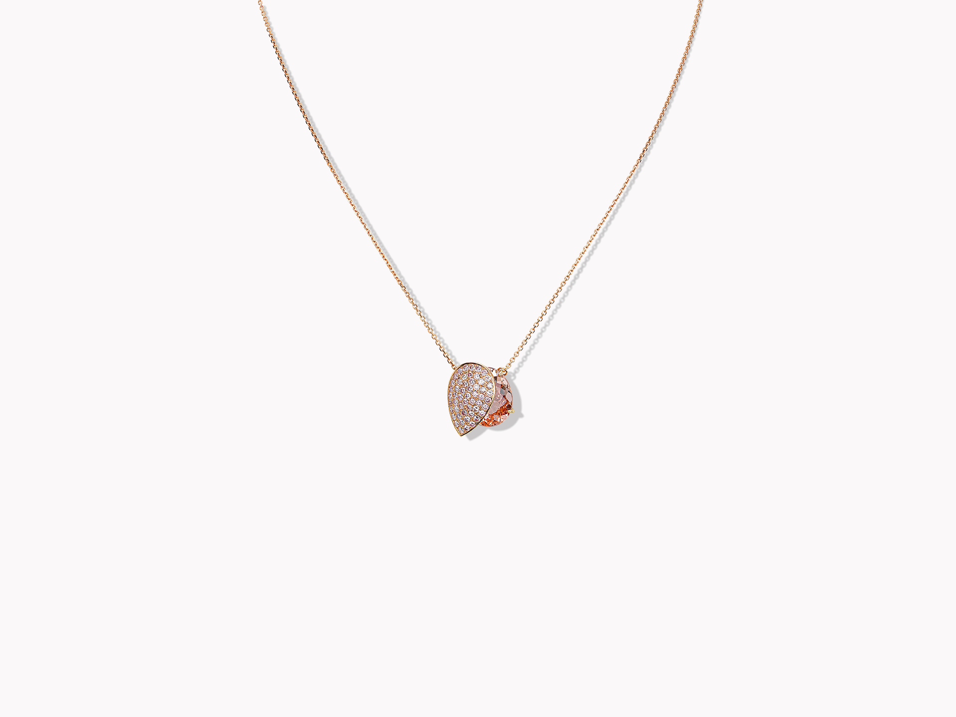 18kt Rose Gold Morganite and Diamond Necklace