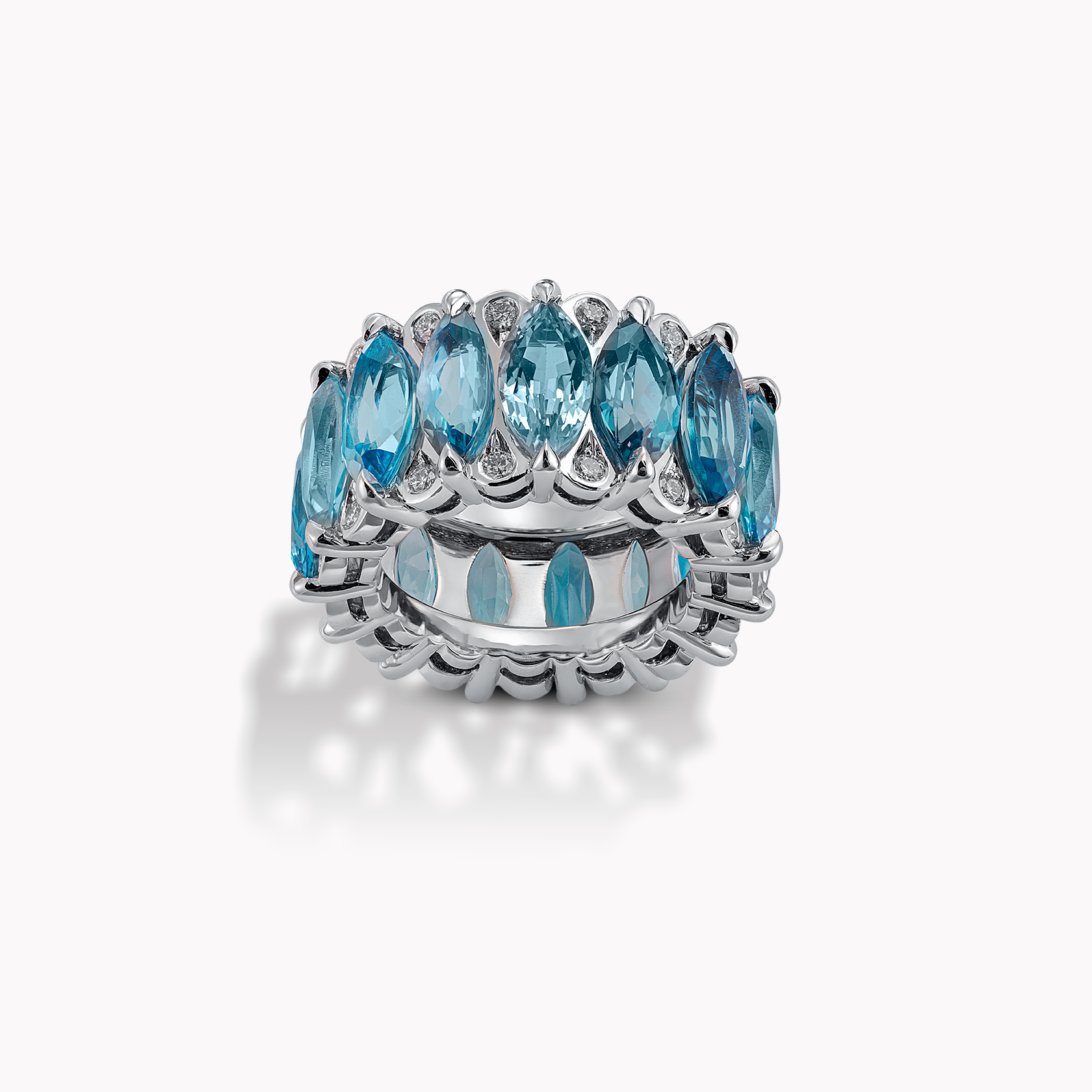 18kt White Gold Blue Topaz and Diamond Ring