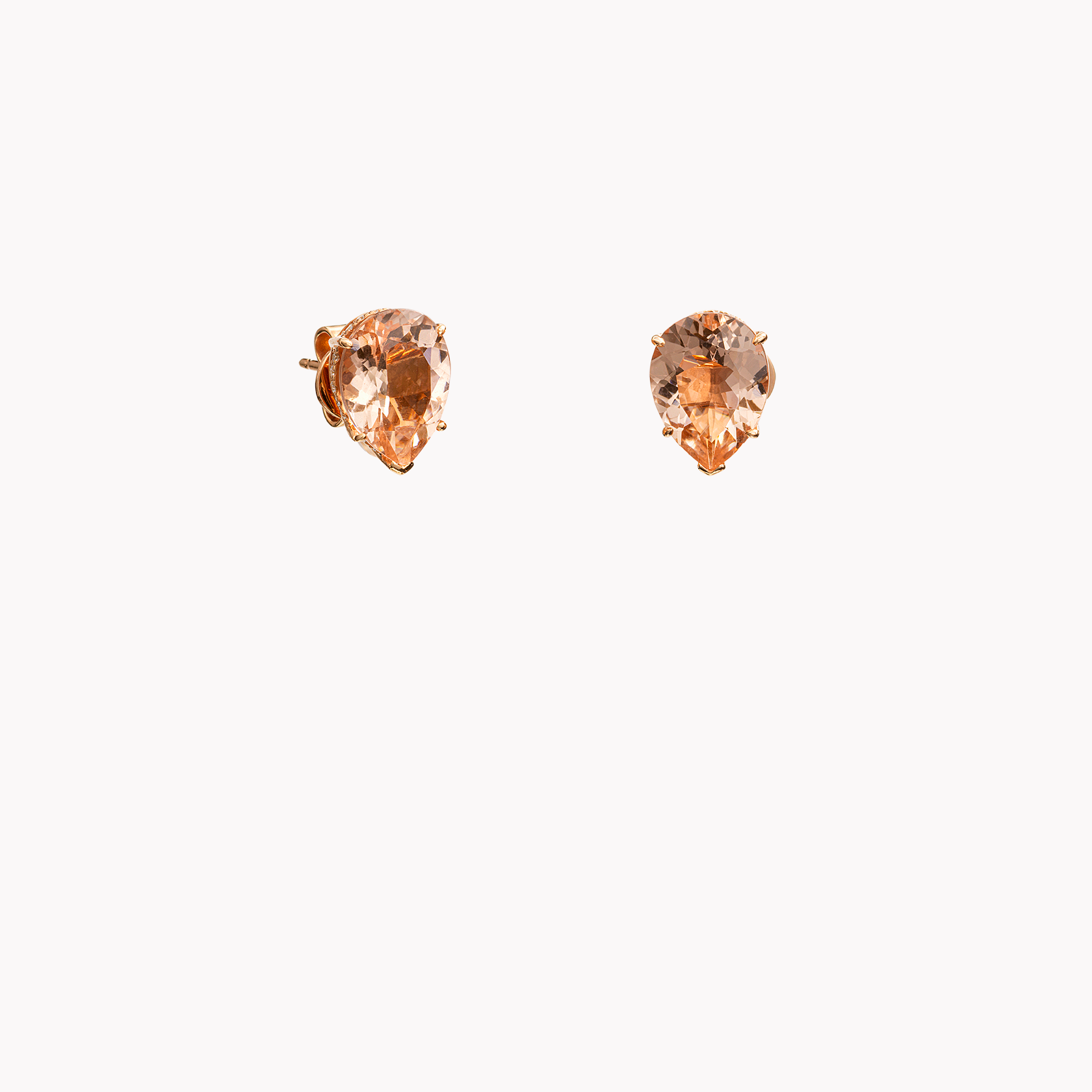 18kt Rose Gold Morganite and Diamond Earrings