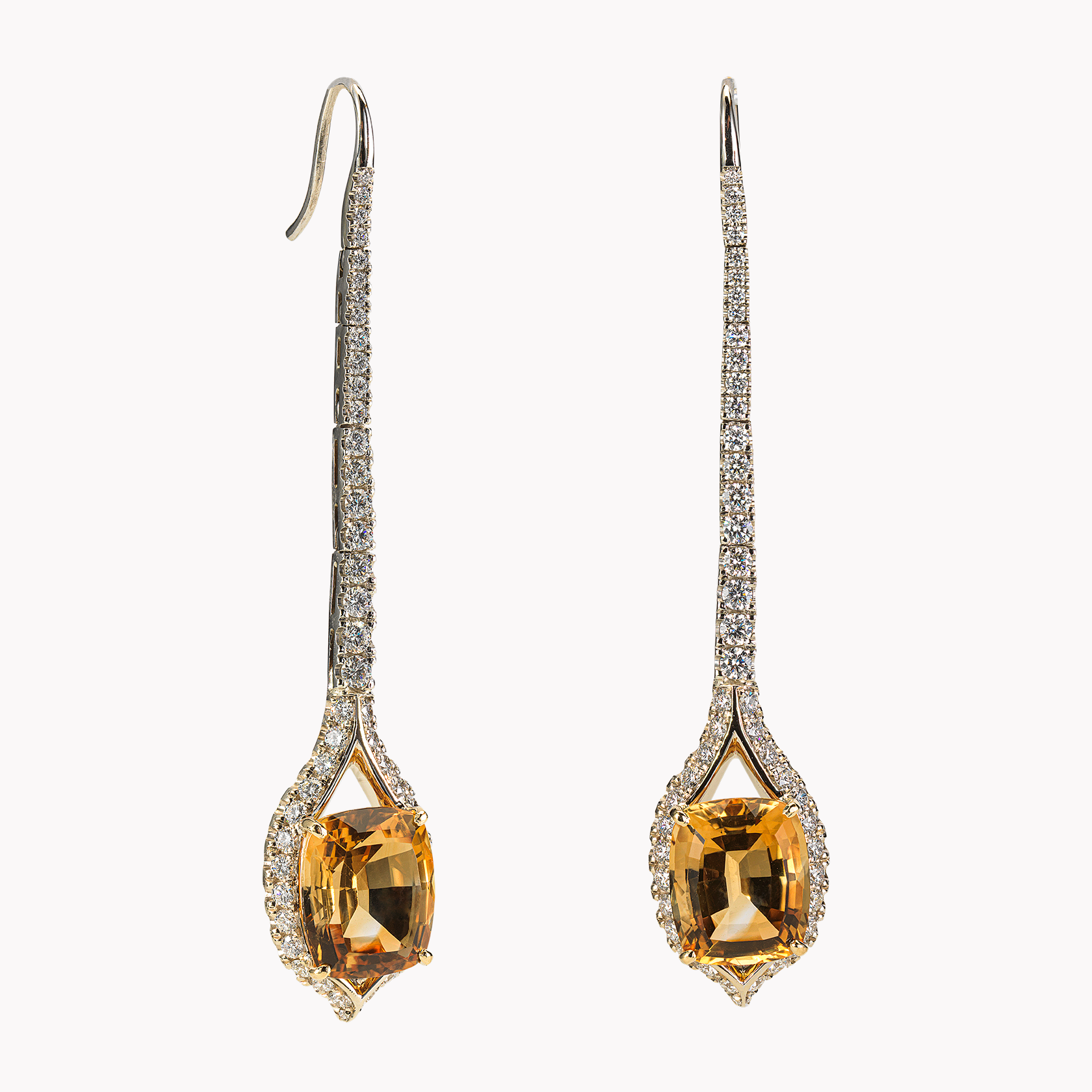 18kt White Gold Citrine and Diamond Earrings
