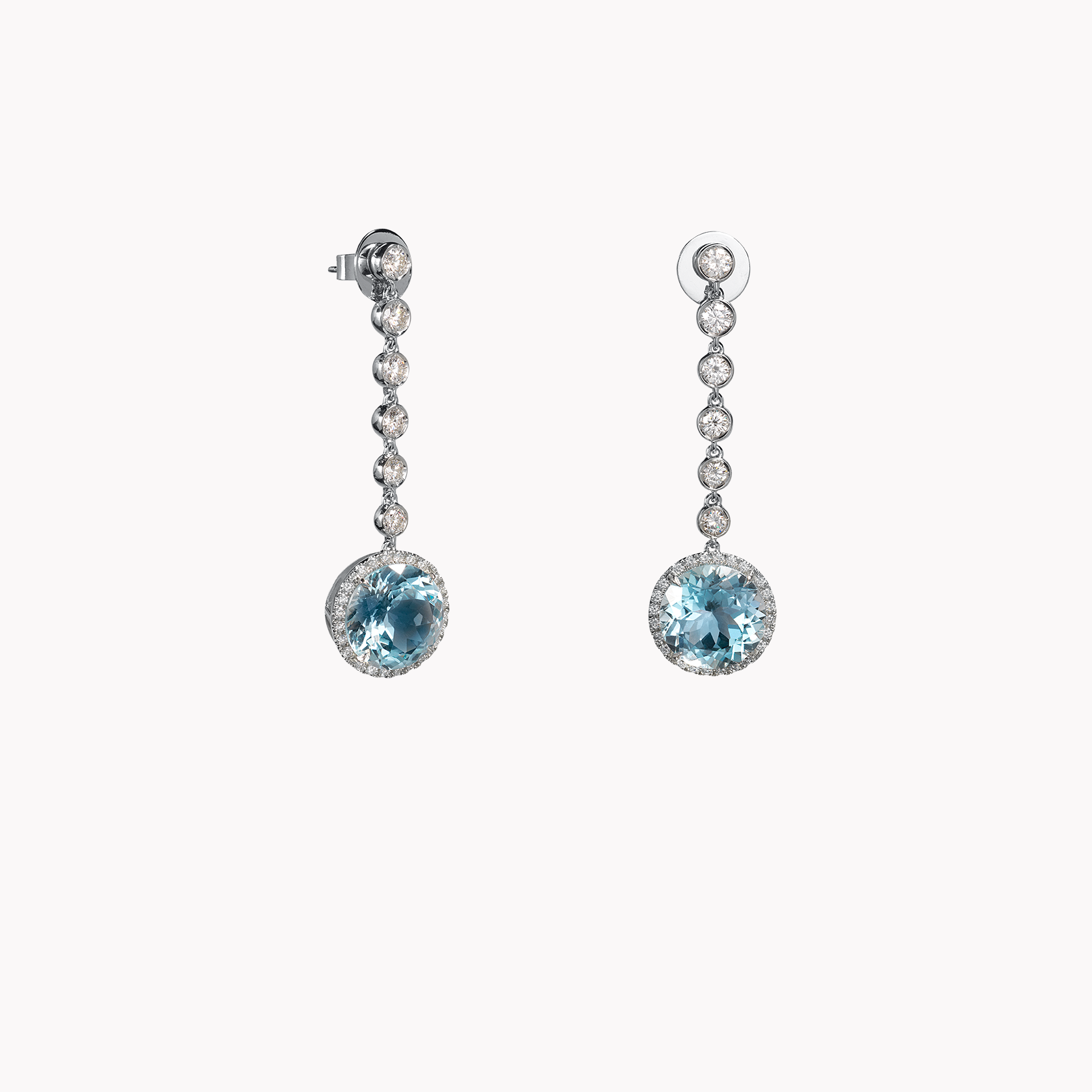 18kt White Gold Blue Topaz and Diamond Earrings