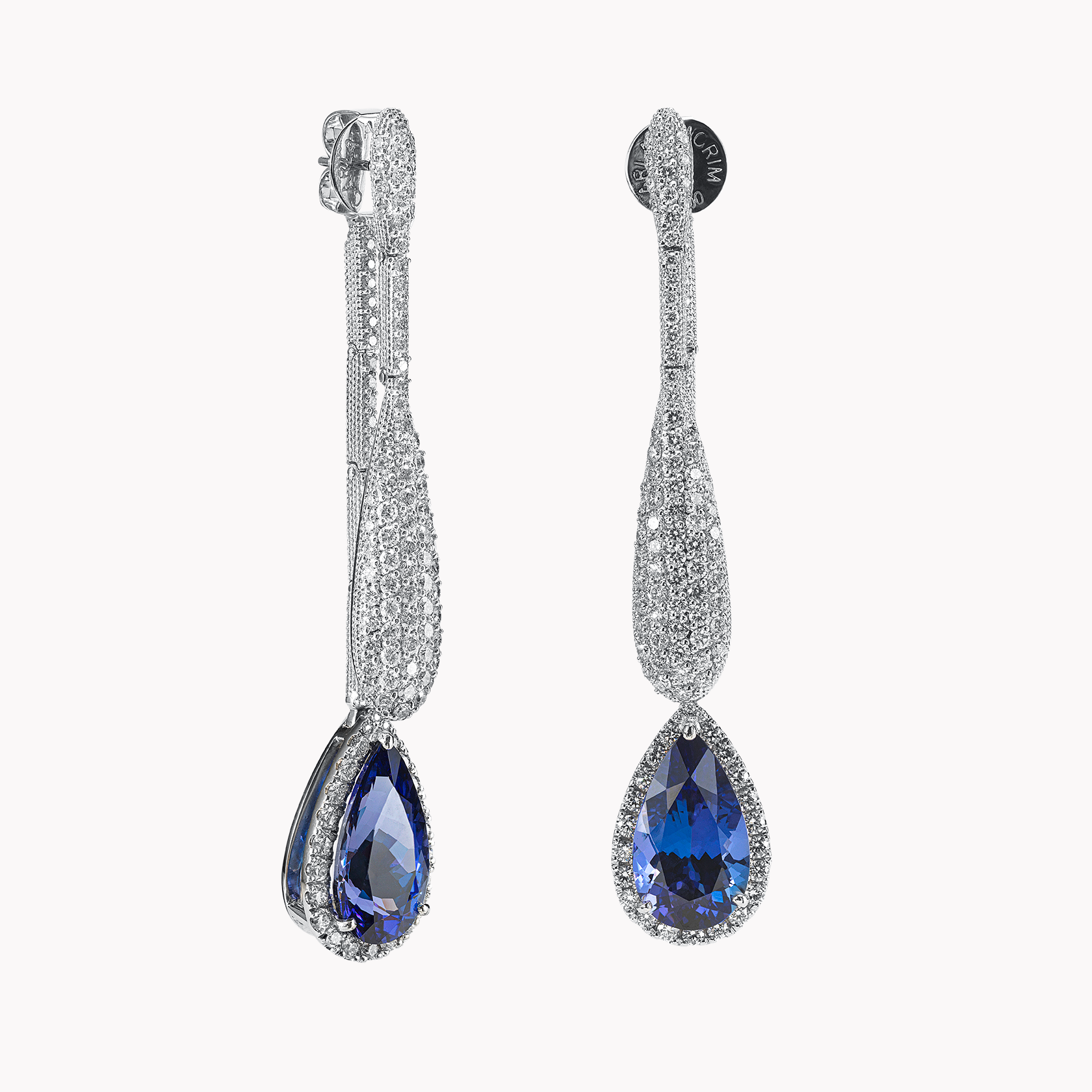 18kt White Gold Tanzanite and Diamond Earrings