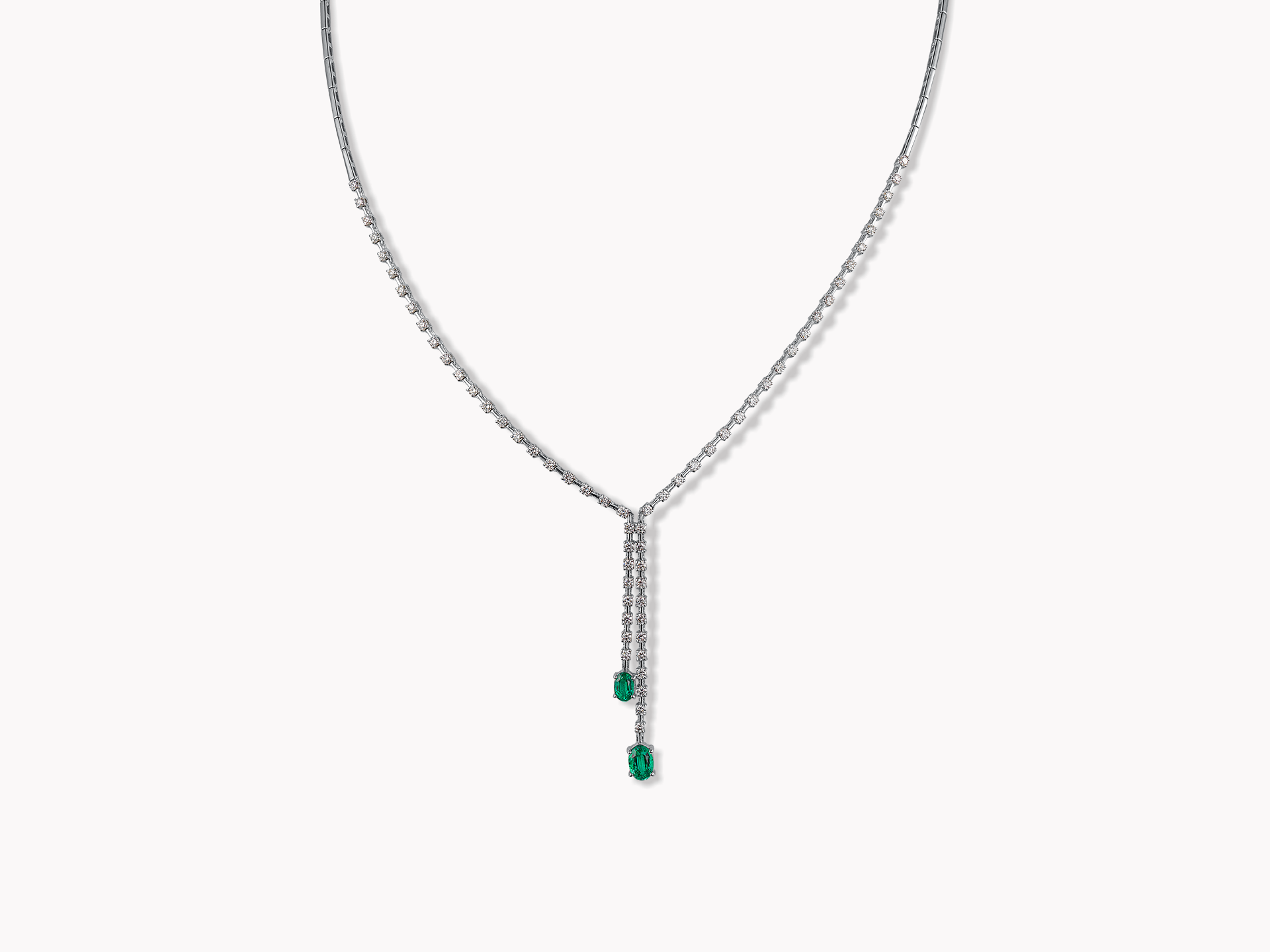 18kt White Gold Emerald and Diamond Necklace