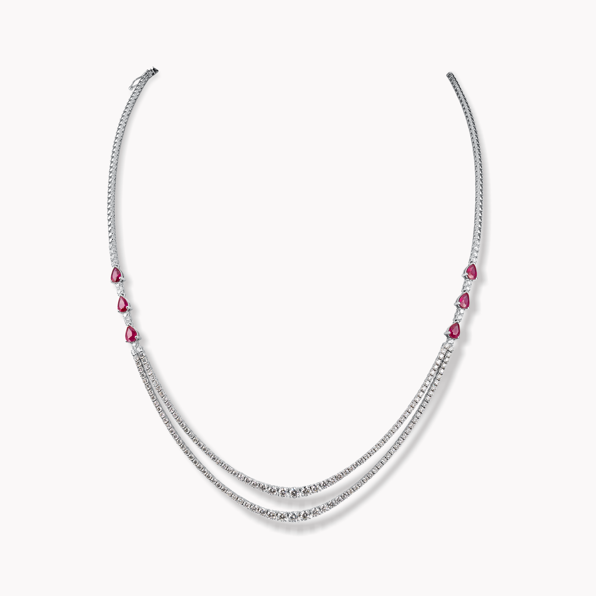 18kt White Gold Ruby and Diamond Necklace