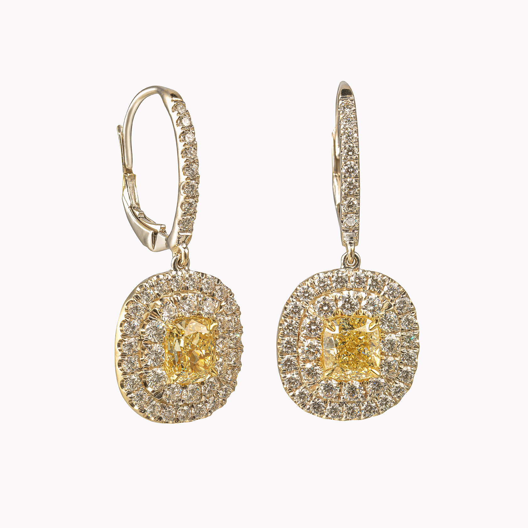 18Kt Yellow and White Gold Diamond Earrings