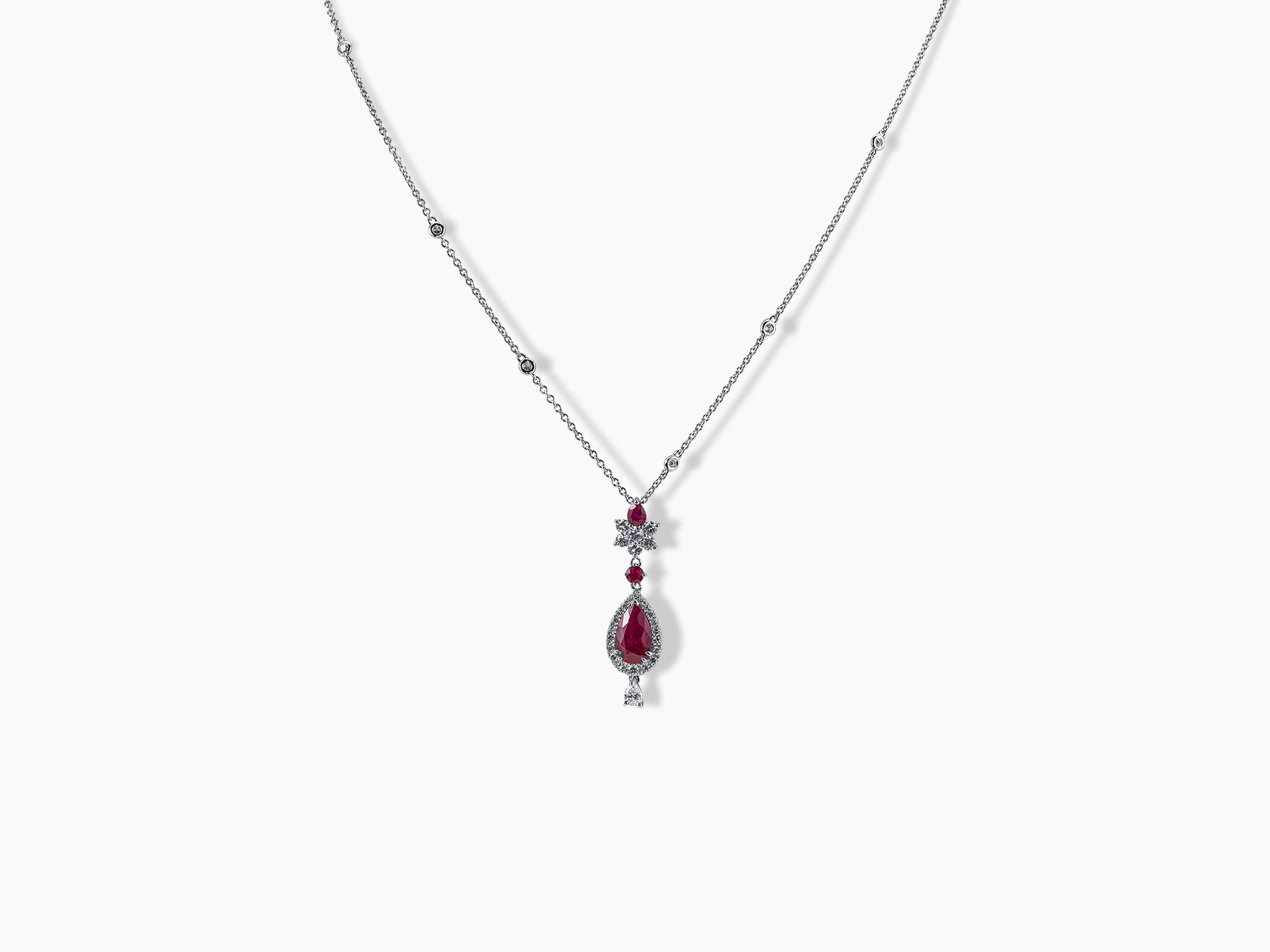 18kt White Gold Ruby and Diamond Necklace