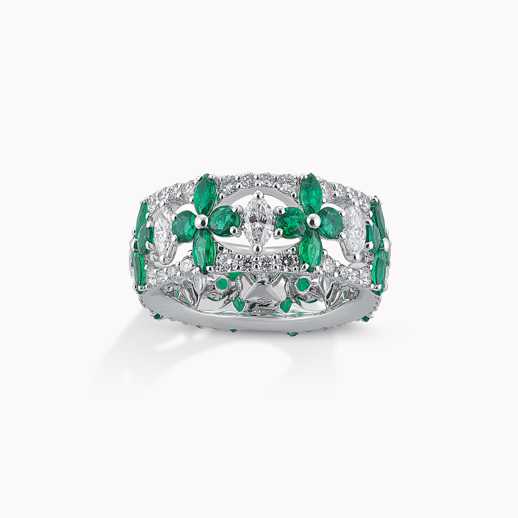 18kt White Gold Emerald and Diamond Ring