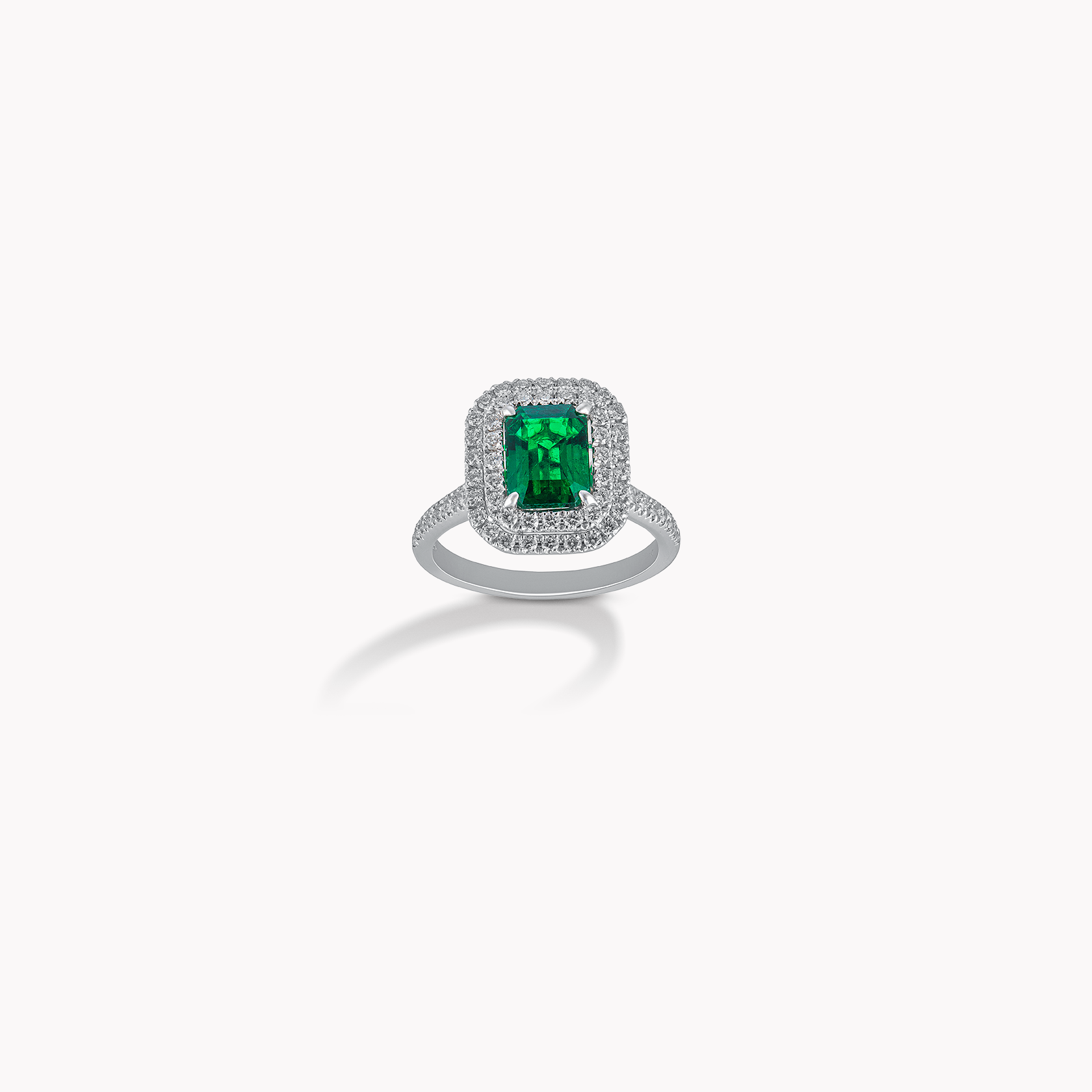 18kt White Gold Emerald and Diamond Ring